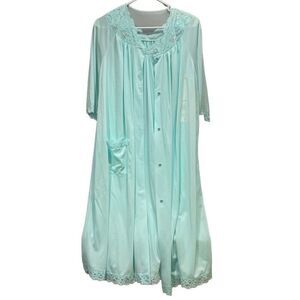 Vtg 70s Shadowline Womens Peignoir Set M Robin Egg Blue Mad Men Housewife NOS